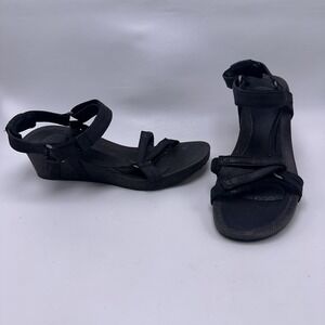 Teva Sandals Women 8.5 Ysidro Universal Ankle Strap Black Wedge Heels SN 1015119